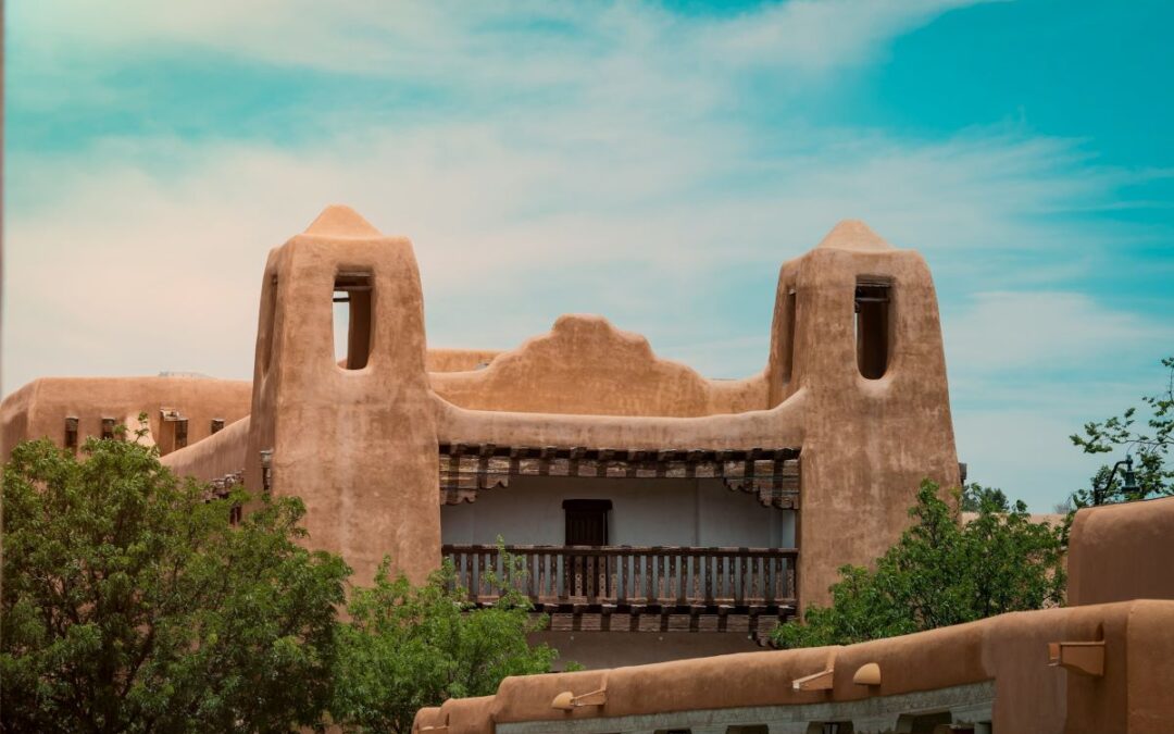 Traditional Santa Fe adobe casita style building