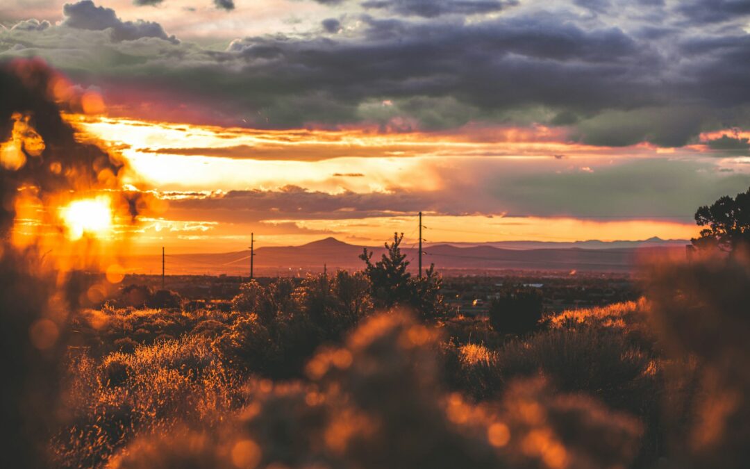 Santa Fe, New Mexico landscape as the sun rises